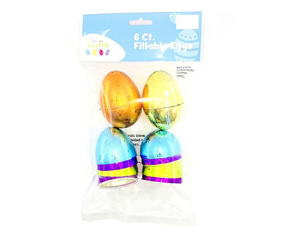 Multi-Color Flower Metallic Fillable Eggs, 6-Pack