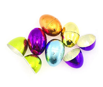 Multi-Color Flower Metallic Fillable Eggs, 6-Pack