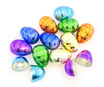 Multi-Color Zigzag Metallic Fillable Eggs, 12-Pack