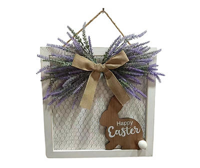 "Happy Easter" Lavender & Bunny Frame Hanging Wall Decor