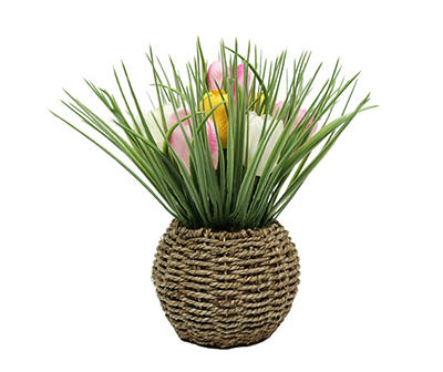 Tulip & Grass in Wicker Basket