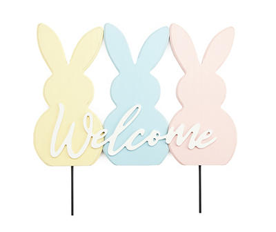 15.7" Welcome Pastel Bunny Yard Stake