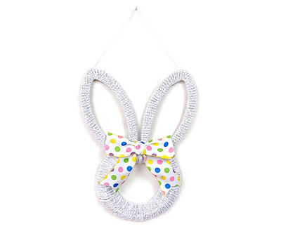 18" Bunny Ear & Polka Dot Bow Tinsel Wreath