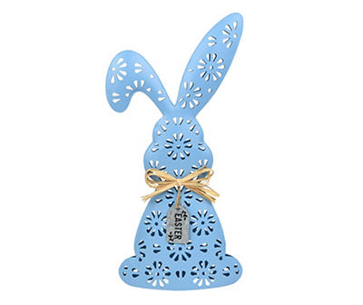 "Easter" Blue Metal Bunny Tabletop Decor
