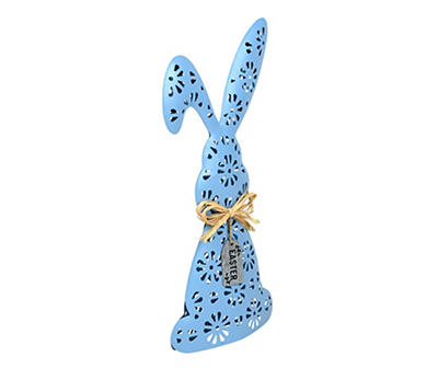 "Easter" Blue Metal Bunny Tabletop Decor