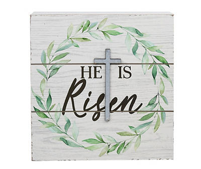 "He Is Risen" Cross Box Plaque