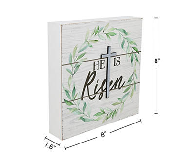 "He Is Risen" Cross Box Plaque