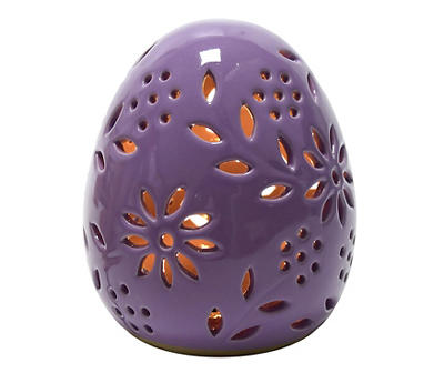 Purple Egg LED Stoneware  Tabletop Decor