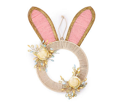 14" Bunny Ear & Floral Rope Wreath