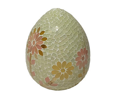 8" Pink & Off-White Mosaic Egg Tabletop Decor