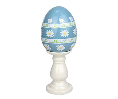 Blue Egg on Pedestal Tabletop Decor