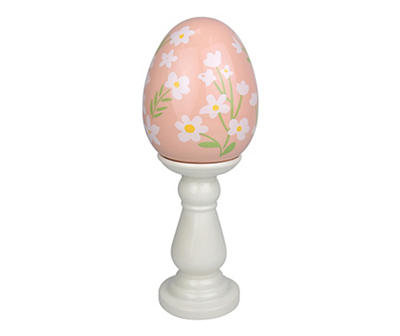 Pink Egg on Pedestal Tabletop Decor