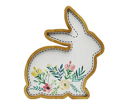 Floral Illustration Bunny Silhouette Tabletop Decor