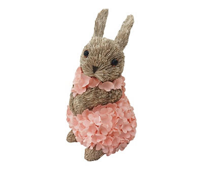 Bunny with Pink Flowers Sisal Tabletop Decor
