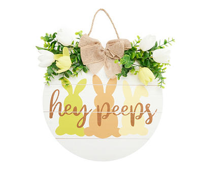 "Hey Peeps" Bunny & Floral Hanging Wall Decor