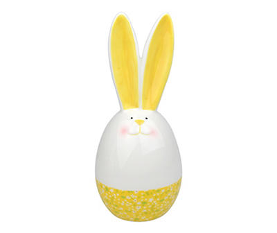 Yellow Floral Bunny Egg Ceramic Tabletop Decor