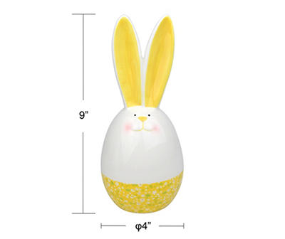 Yellow Floral Bunny Egg Ceramic Tabletop Decor