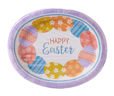"Happy Easter" Colorful Egg Paper Platter Plates, 8-Count