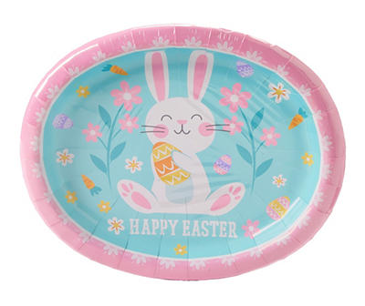 "Happy Easter" Bunny & Egg Paper Platter Plates, 8-Count