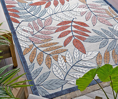 Multi-Color Tropic Floral Patio Rug, (5' x 7')