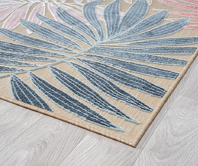Laurel Multi-Color Palm Leaf Patio Rug, (5' x 7')