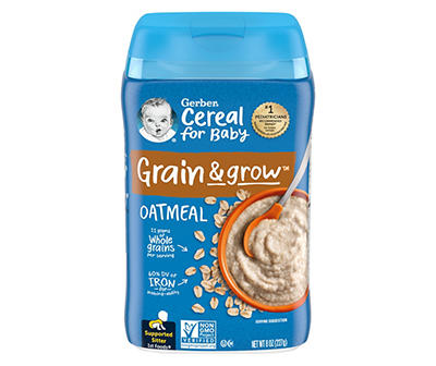 Gerber Baby Cereal 1st Foods, Grain & Grow, Oatmeal, Clean Label Project, 8 Oz