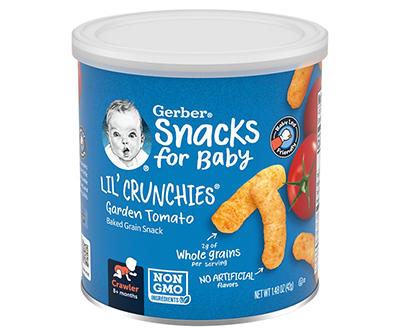 Gerber Snacks for Baby Lil Crunchies Garden Tomato Puffs, 1.48 oz Canister