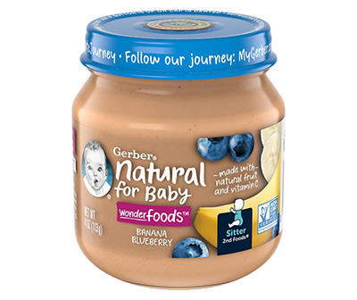 Gerber 2nd Foods Natural for Baby Wonder Foods Baby Food, Banana Blueberry, 4 oz Jar