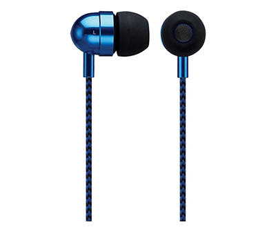 Blue Wired Bluetooth Earbuds