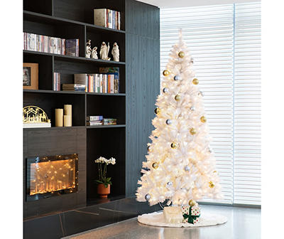 8' White Pine Slim Pre-Lit Artificial Christmas Tree with Warm White Lights