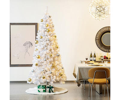 8' White Pine Slim Pre-Lit Artificial Christmas Tree with Warm White Lights