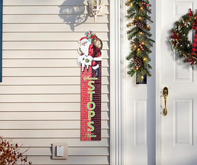 42" Santa Stops Here Easel Porch Decor