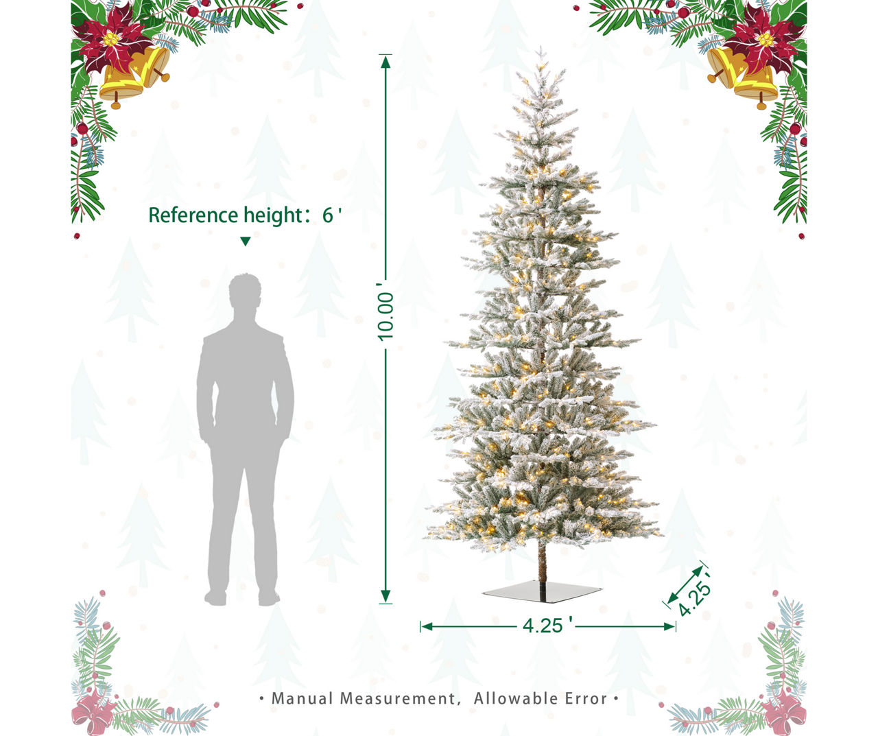 8' Deluxe Flocked Fir Pre-Lit Artificial Christmas Tree with Warm White LED Lights