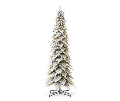 11' Flocked Spruce Pencil Pre-Lit Artificial Christmas Tree