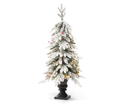 4' Flocked Fir Pre-Lit Artificial Potted Tree