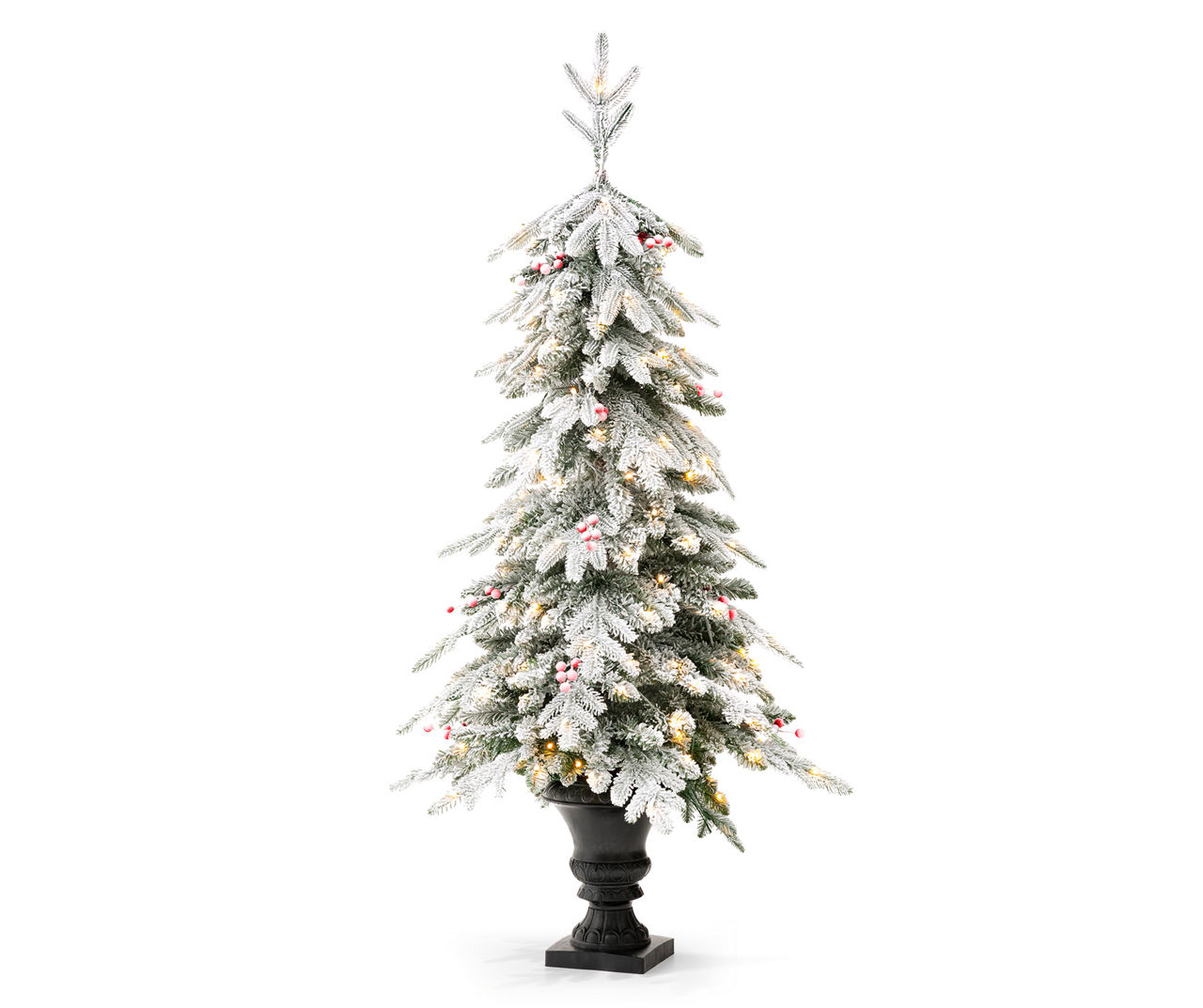 Glitzhome 5' Flocked Fir PreLit Artificial Potted Tree Big Lots