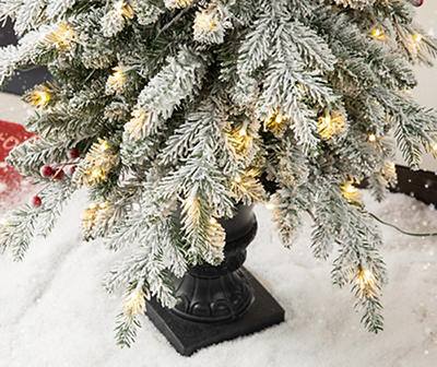 5' Flocked Fir Pre-Lit Artificial Potted Trees, 2-Pack