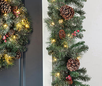 Glitter 3-Piece LED Wreath & Garland Set