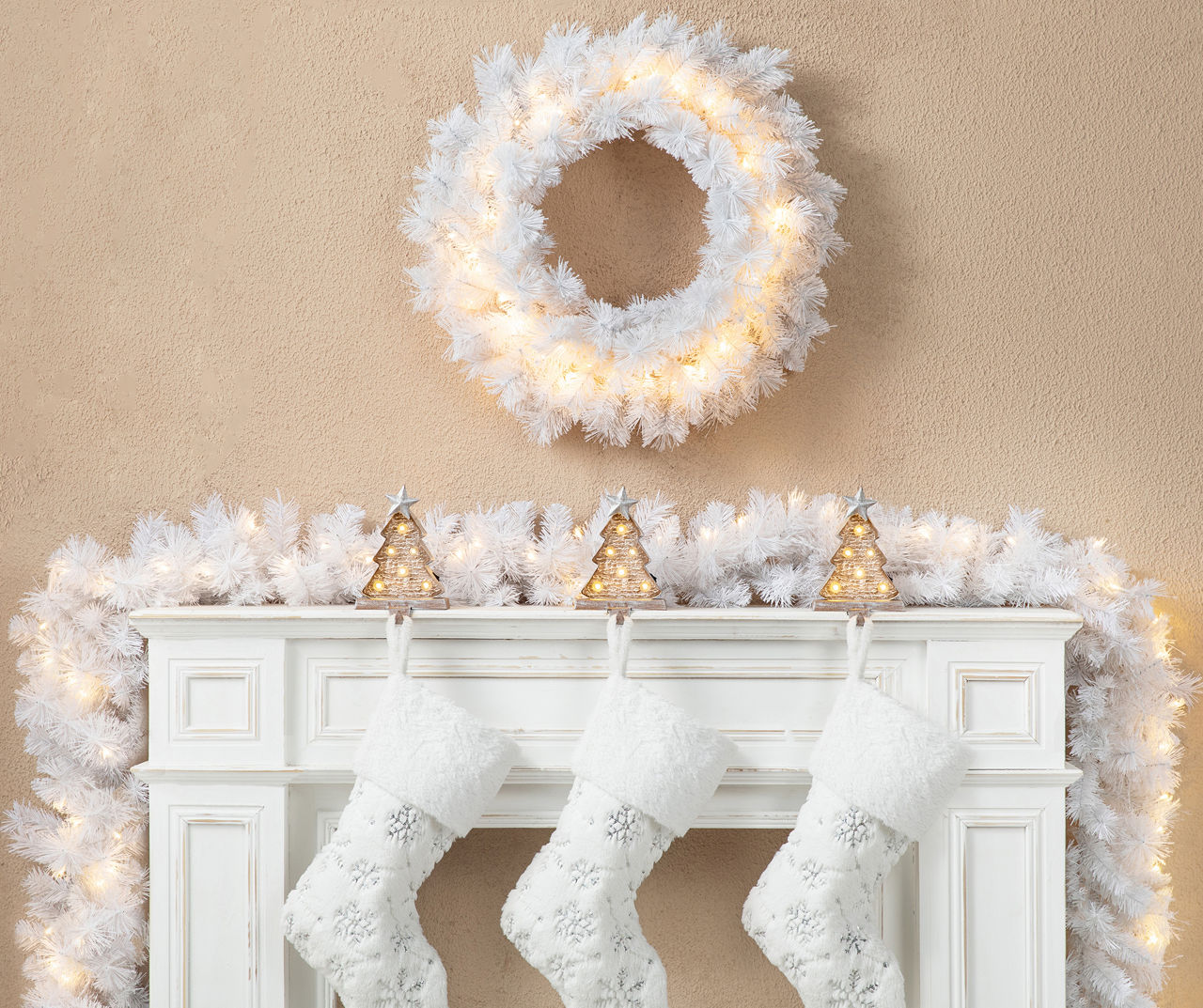 9' White LED Pine Garland
