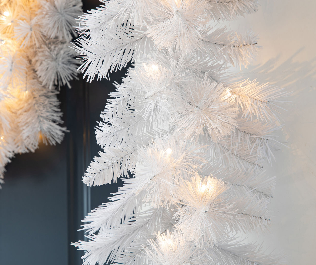 9' White LED Pine Garland