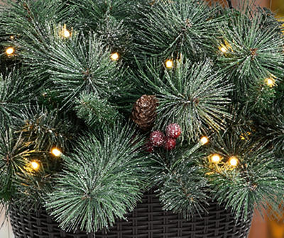 Pine & Pinecone Pre-Lit Artificial Hanging Baskets, 2-Pack