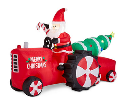 6' Inflatable LED Santa On "Merry Christmas" Tractor