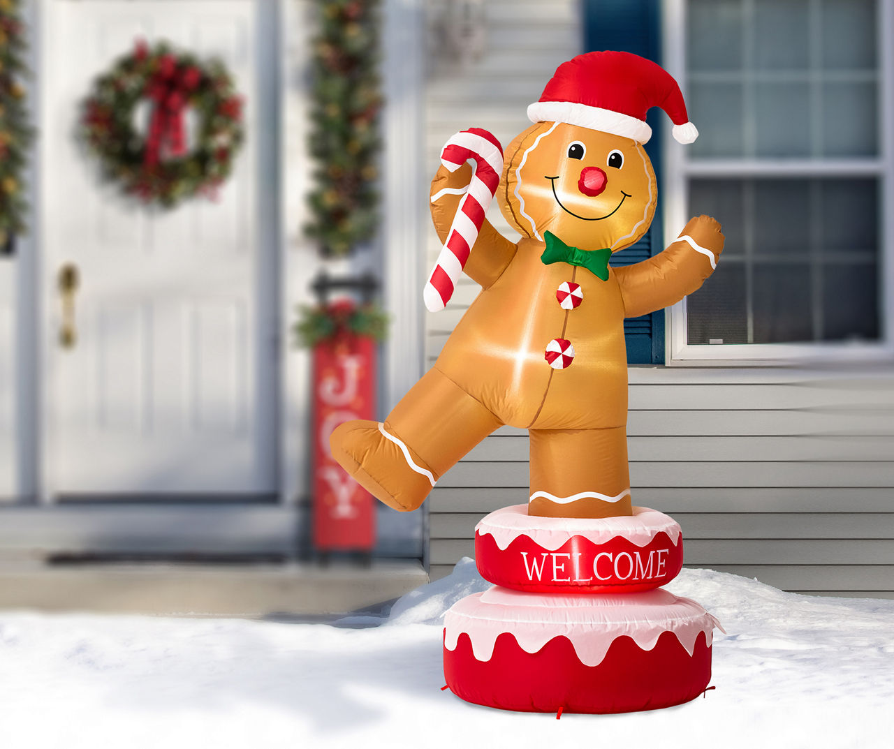 6' Inflatable LED Rotating Gingerbread Man