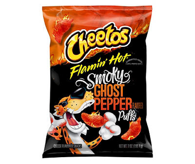 Cheetos Puffs Cheese Flavored Snacks Flamin' Hot Ghost Pepper Flavored 7 Oz