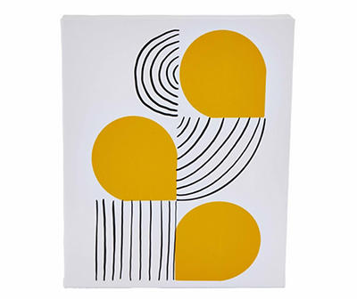 Yellow & Black Line Abstract Art Canvas, (9" x 11")