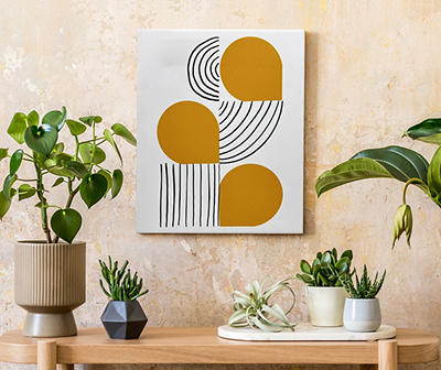 Yellow & Black Line Abstract Art Canvas, (9" x 11")