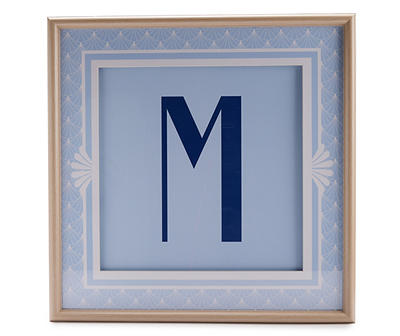 "M" Monogram Blue Lifted Framed Art Print, (18" x 18")