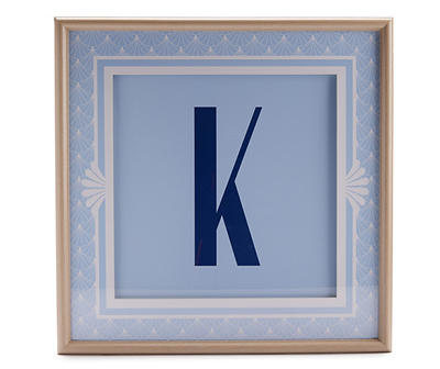 "K" Monogram Blue Lifted Framed Art Print, (18" x 18")