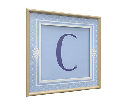 "C" Monogram Blue Lifted Framed Art Print, (18" x 18")
