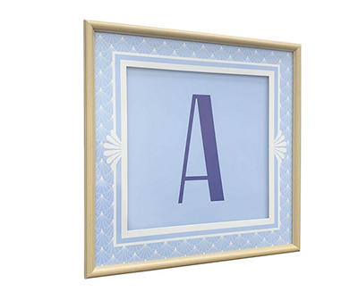 "A" Monogram Blue Lifted Framed Art Print, (18" x 18")